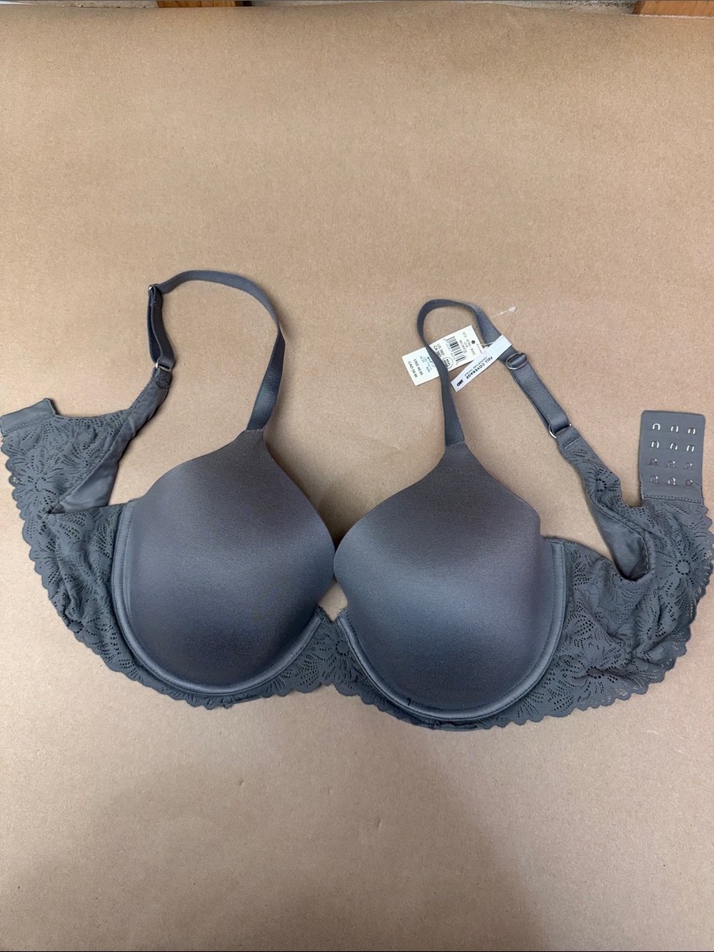 aerie Charcoal Gray Lace-Back Molded T-Shirt Bra